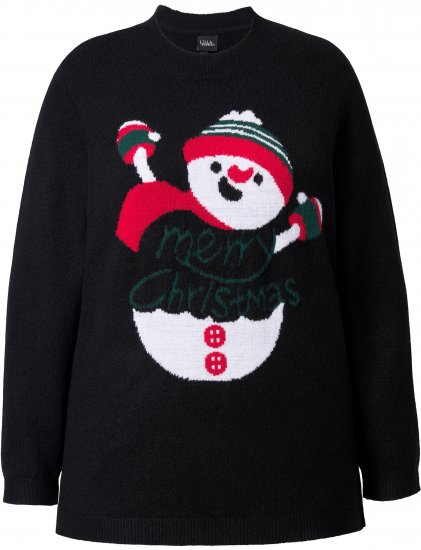 Ulla Popken Whimsical Holiday Sweater Black - Naisten hupparit ja collegepaidat isot koot - 