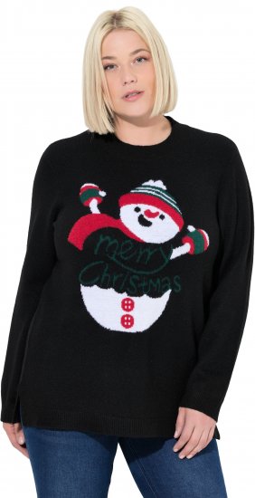 Ulla Popken Whimsical Holiday Sweater Black - Naisten hupparit ja collegepaidat isot koot - 