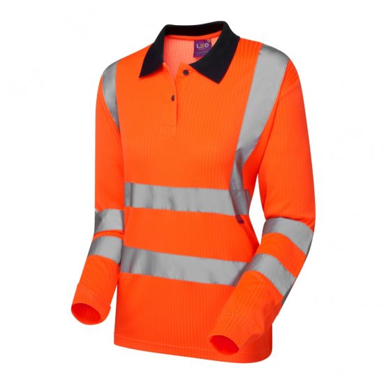 Leo Beaford EcoViz Comfort Women's Sleeved Polo Shirt Orange - Työvaatteet - 