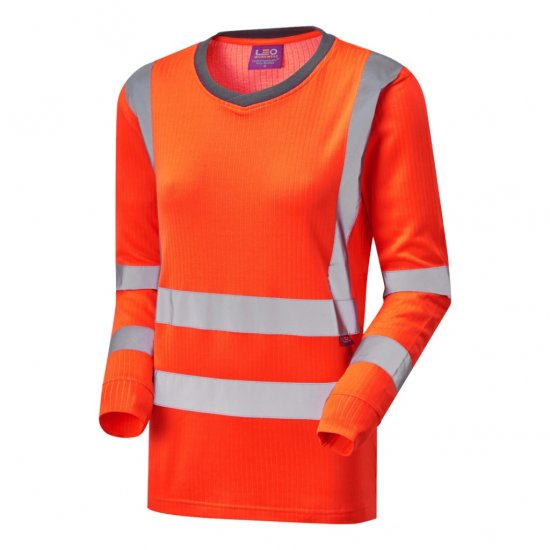 Leo Lydford EcoViz Comfort Women's Sleeved T-Shirt Orange - Työvaatteet - 