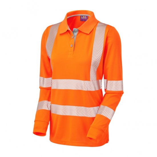 Leo Pollyfield EcoViz Performance+ Women's Sleeved Polo Shirt Orange - Työvaatteet - 