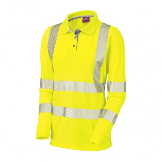 Leo Pollyfield EcoViz Performance+ Women's Sleeved Polo Shirt Yellow - Työvaatteet - 