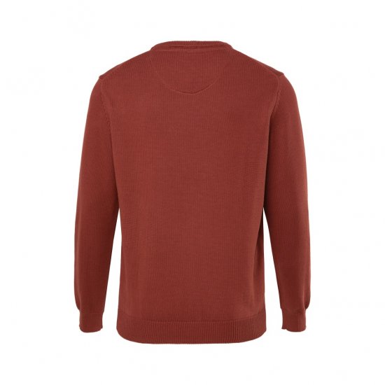 JP1880 Classic Round Neck Long Sleeve Sweater Brick Brown - Hupparit ja collegepaidat - Miesten hupparit ja collegepaidat isot koot