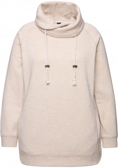 Ulla Popken Drawstring Collar Long Sleeve Sweatshirt Nature Melange - Naisten hupparit ja collegepaidat isot koot - 