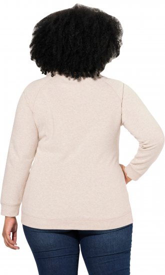 Ulla Popken Drawstring Collar Long Sleeve Sweatshirt Nature Melange - Naisten hupparit ja collegepaidat isot koot - 