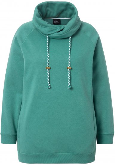 Ulla Popken Drawstring Collar Long Sleeve Sweatshirt Green - Naisten hupparit ja collegepaidat isot koot - 