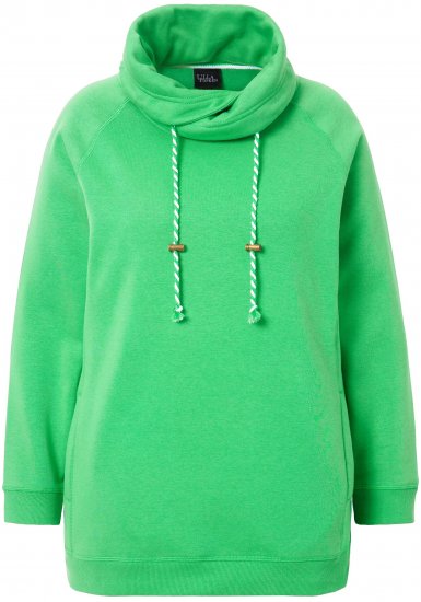 Ulla Popken Drawstring Collar Long Sleeve Sweatshirt Mint Green - Naisten hupparit ja collegepaidat isot koot - 