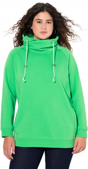 Ulla Popken Drawstring Collar Long Sleeve Sweatshirt Mint Green - Naisten hupparit ja collegepaidat isot koot - 