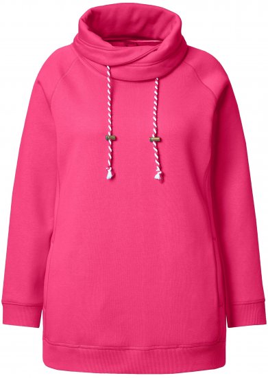 Ulla Popken Drawstring Collar Long Sleeve Sweatshirt Magenta Pink - Naisten hupparit ja collegepaidat isot koot - 