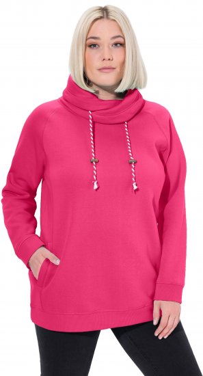 Ulla Popken Drawstring Collar Long Sleeve Sweatshirt Magenta Pink - Naisten hupparit ja collegepaidat isot koot - 
