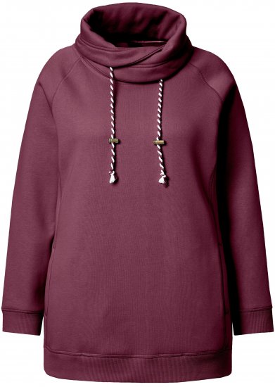 Ulla Popken Drawstring Collar Long Sleeve Sweatshirt Dark Berry - Hupparit ja collegepaidat - 