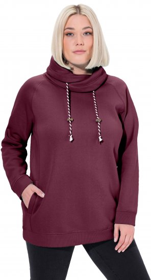 Ulla Popken Drawstring Collar Long Sleeve Sweatshirt Dark Berry - Hupparit ja collegepaidat - 