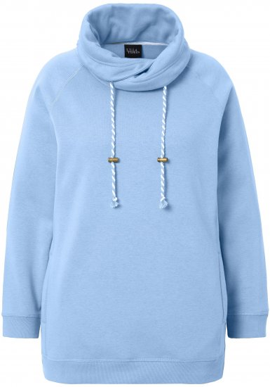 Ulla Popken Drawstring Collar Long Sleeve Sweatshirt Light Blue - Naisten hupparit ja collegepaidat isot koot - 
