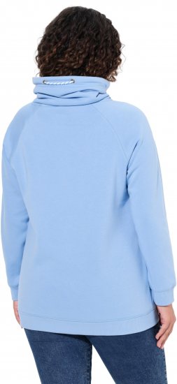 Ulla Popken Drawstring Collar Long Sleeve Sweatshirt Light Blue - Naisten hupparit ja collegepaidat isot koot - 