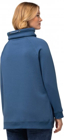 Ulla Popken Drawstring Collar Long Sleeve Sweatshirt Blue Denim - Naisten hupparit ja collegepaidat isot koot - 