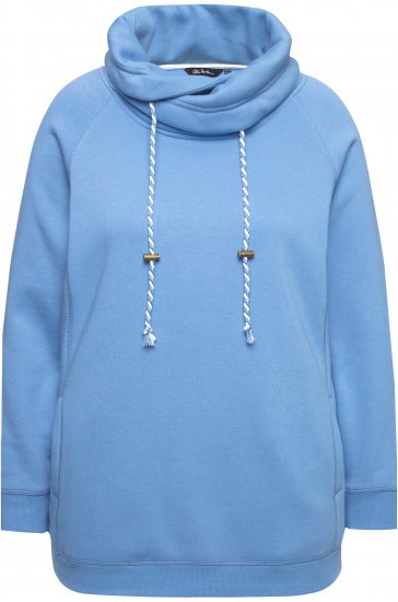 Ulla Popken Drawstring Collar Long Sleeve Sweatshirt Light Cornflower - Naisten hupparit ja collegepaidat isot koot - 