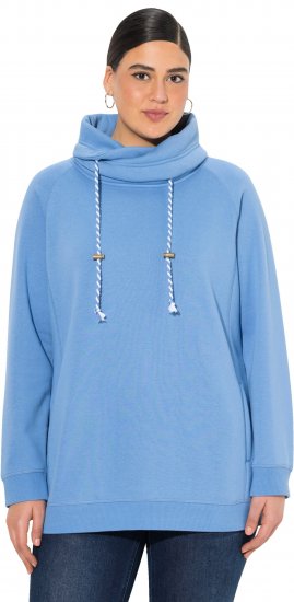 Ulla Popken Drawstring Collar Long Sleeve Sweatshirt Light Cornflower - Naisten hupparit ja collegepaidat isot koot - 
