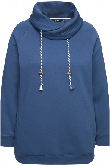 Ulla Popken Drawstring Collar Long Sleeve Sweatshirt Ink Blue - Naisten hupparit ja collegepaidat isot koot - 
