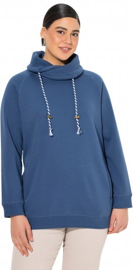 Ulla Popken Drawstring Collar Long Sleeve Sweatshirt Ink Blue - Naisten hupparit ja collegepaidat isot koot - 