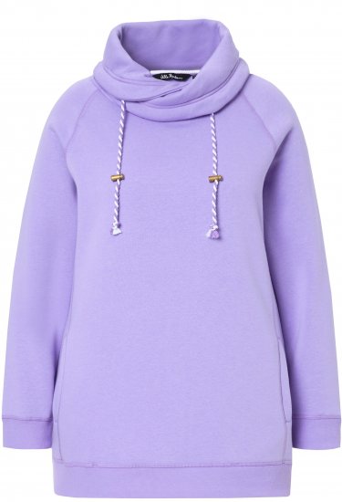 Ulla Popken Drawstring Collar Long Sleeve Sweatshirt Pale Lilac - Naisten hupparit ja collegepaidat isot koot - 