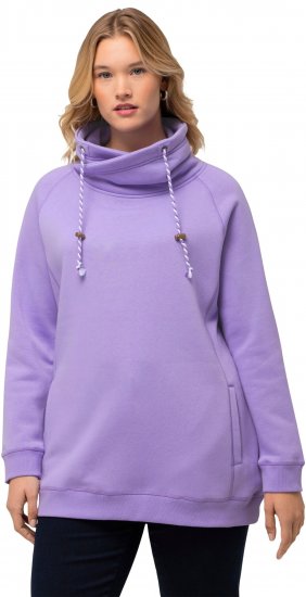 Ulla Popken Drawstring Collar Long Sleeve Sweatshirt Pale Lilac - Naisten hupparit ja collegepaidat isot koot - 