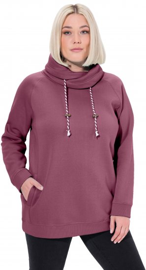 Ulla Popken Drawstring Collar Long Sleeve Sweatshirt Dark Rose - Naisten hupparit ja collegepaidat isot koot - 