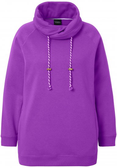 Ulla Popken Drawstring Collar Long Sleeve Sweatshirt Purple - Naisten hupparit ja collegepaidat isot koot - 