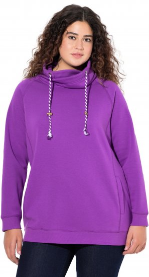 Ulla Popken Drawstring Collar Long Sleeve Sweatshirt Purple - Naisten hupparit ja collegepaidat isot koot - 