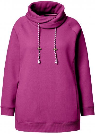 Ulla Popken Drawstring Collar Long Sleeve Sweatshirt Berry - Naisten hupparit ja collegepaidat isot koot - 