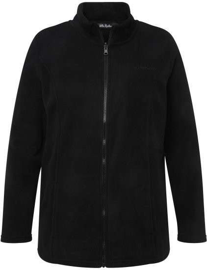 Ulla Popken Modular Fleece Zip Front Jacket Black - Naisten hupparit ja collegepaidat isot koot - 
