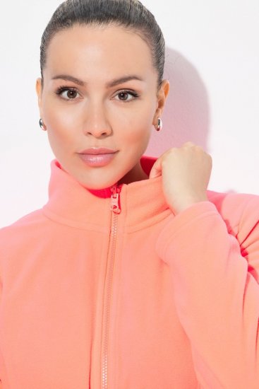 Ulla Popken Modular Fleece Zip Front Jacket Neon Pink - Naisten hupparit ja collegepaidat isot koot - Mukavat collegepaidat, huput ja neuleet