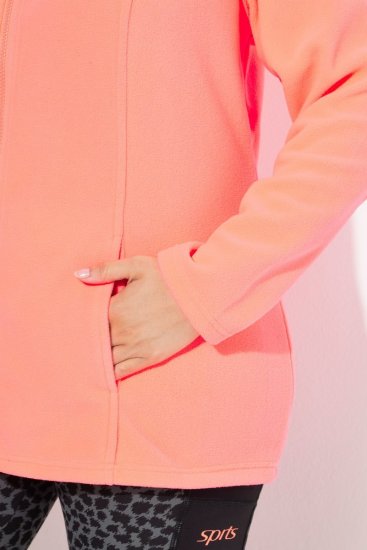 Ulla Popken Modular Fleece Zip Front Jacket Neon Pink - Naisten hupparit ja collegepaidat isot koot - Mukavat collegepaidat, huput ja neuleet