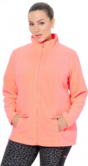 Ulla Popken Modular Fleece Zip Front Jacket Neon Pink - Naisten hupparit ja collegepaidat isot koot - 