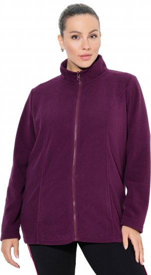 Ulla Popken Modular Fleece Zip Front Jacket Dark Cherry - Naisten hupparit ja collegepaidat isot koot - 