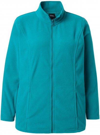 Ulla Popken Modular Fleece Zip Front Jacket Emerald - Naisten hupparit ja collegepaidat isot koot - 