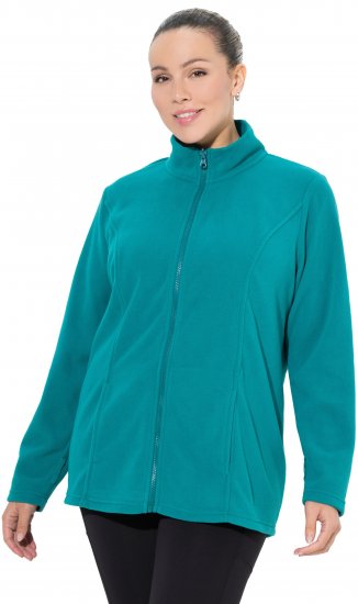 Ulla Popken Modular Fleece Zip Front Jacket Emerald - Naisten hupparit ja collegepaidat isot koot - 