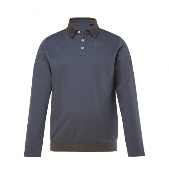 Boston Park Polo Shirt Long Sleeve Pique Grey - Pikeepaidat - Miesten isot pikeepaidat