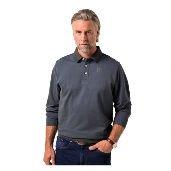 Boston Park Polo Shirt Long Sleeve Pique Grey - Pikeepaidat - Miesten isot pikeepaidat