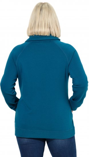 Ulla Popken Rhinestone Snowflake Turtleneck Sweatshirt Teal - Naisten hupparit ja collegepaidat isot koot - 