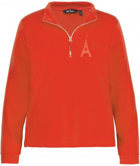 Ulla Popken PARIS Theme Zip Neck Sweatshirt Light Red - Naisten hupparit ja collegepaidat isot koot - 