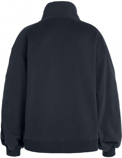 Ulla Popken Gathered Sleeve Oversized Fit Sweatshirt Navy - Naisten hupparit ja collegepaidat isot koot - 
