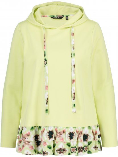 Ulla Popken Ruffle Hem A-line Fit Hooded Sweatshirt Lime Green - Hupparit ja collegepaidat - 