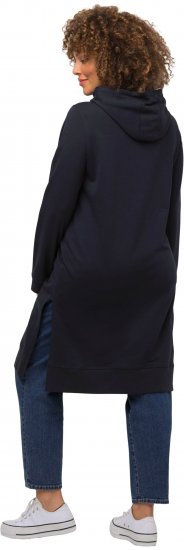 Ulla Popken Extra Long Abstract Graphic Hoodie Navy - Naisten hupparit ja collegepaidat isot koot - 