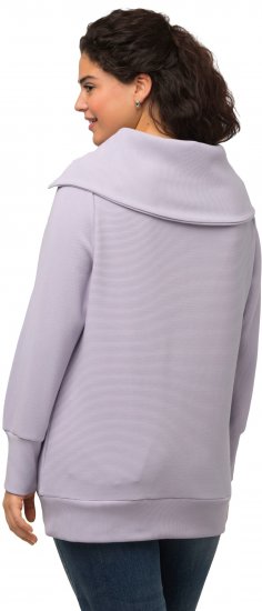Ulla Popken Long Sleeve Troyer Collar Sweatshirt Pastel Lilac - Naisten hupparit ja collegepaidat isot koot - 
