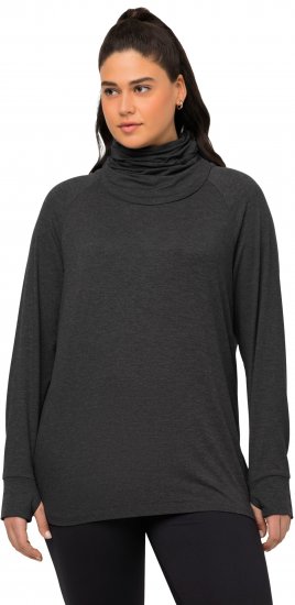 Ulla Popken Sweatshirt with Gaiter Black - Naisten hupparit ja collegepaidat isot koot - 