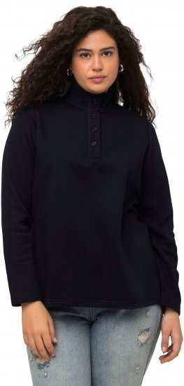 Ulla Popken Tonal Leopard Print Longline Zip-Up Sweatshirt Black - Naisten hupparit ja collegepaidat isot koot - 