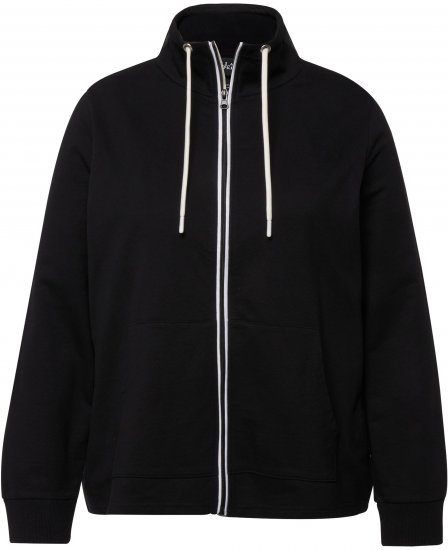 Ulla Popken Contrast Color Zip Up Sweatshirt Black - Naisten hupparit ja collegepaidat isot koot - 