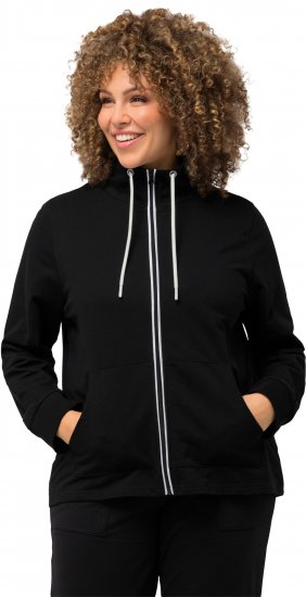 Ulla Popken Contrast Color Zip Up Sweatshirt Black - Naisten hupparit ja collegepaidat isot koot - 