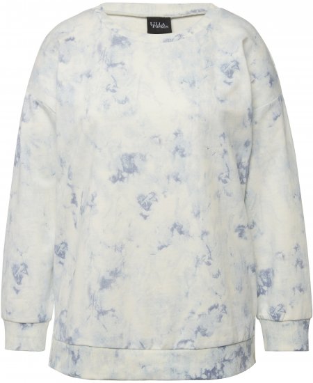 Ulla Popken Tie-Dyed Long Sleeve Sweatshirt Snow White - Naisten hupparit ja collegepaidat isot koot - 