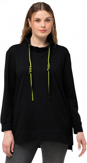 Ulla Popken GLOW Lettered Collared Sweatshirt Black - Naisten hupparit ja collegepaidat isot koot - 